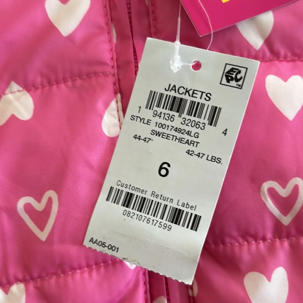 Epic Threads Girls Packable Pink Heart Puffer Jacket